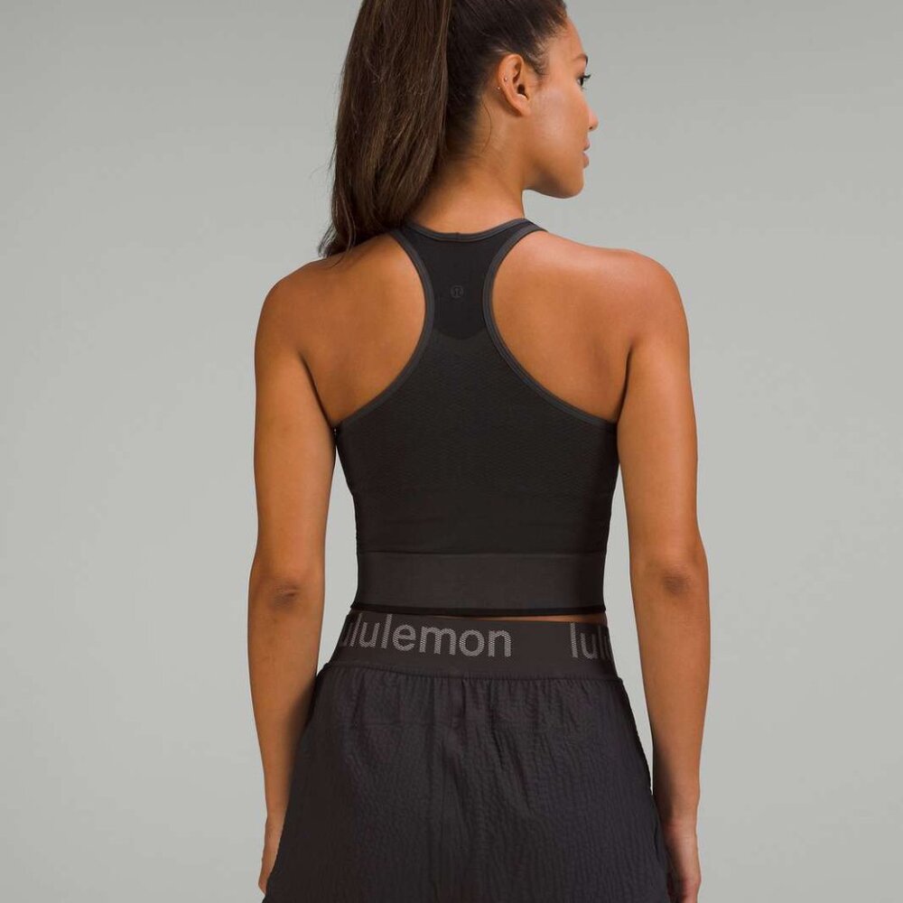 Lululemon Seamless Mesh Supportive Training Tank Top Graphite Grey Size 4 - Picture 2 of 6